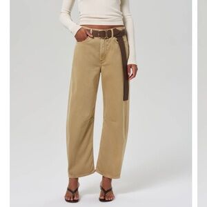 Citizens Of Humanity Miro Barrel Leg Jeans in Heirloom Khaki Color. Size 33